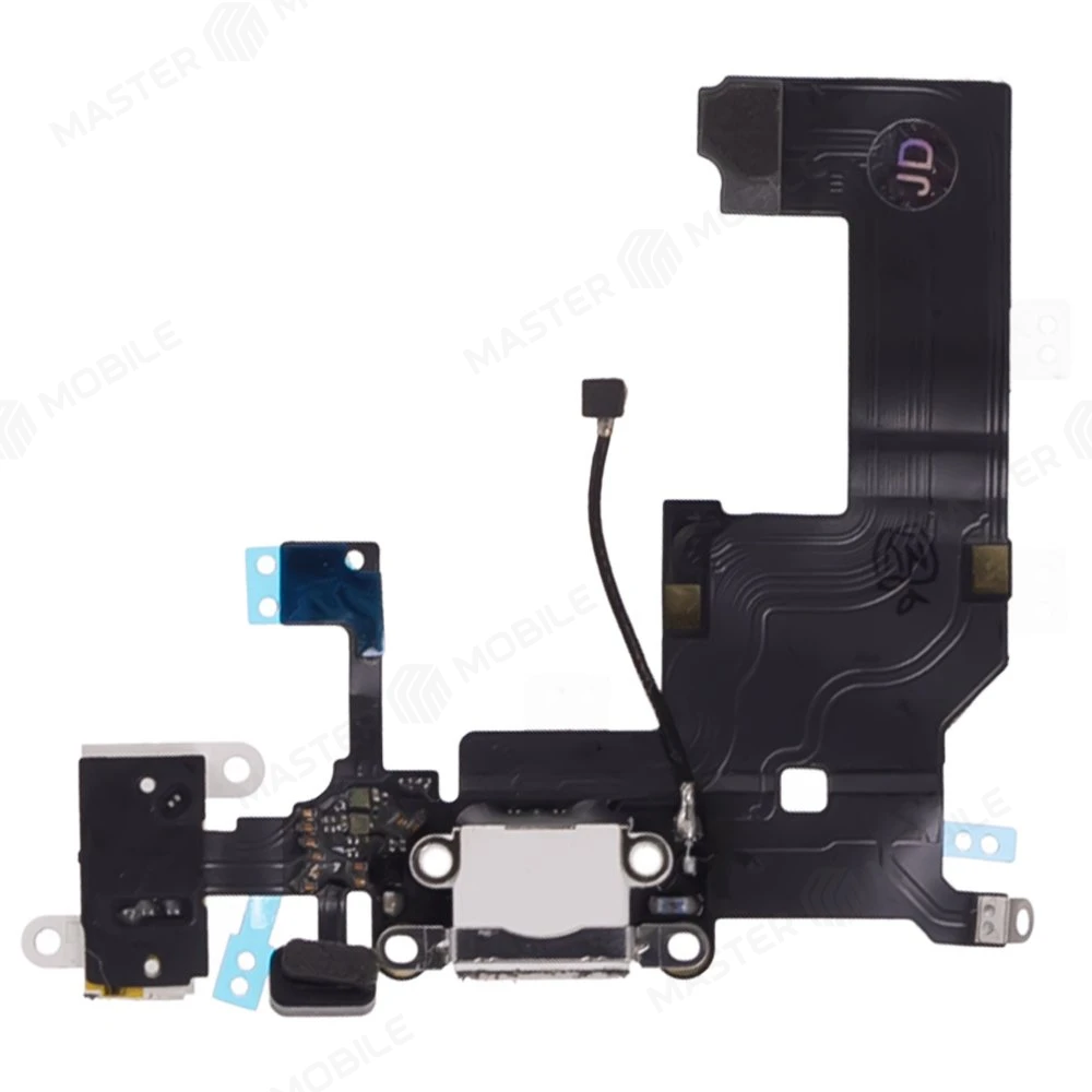 Шлейф для Apple iPhone 5 с комп. + разъем зарядки/гарнитуры + микрофон (белый)