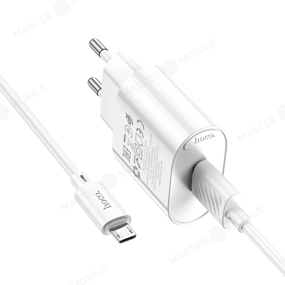Сетевое зарядное устройство Hoco C109A USB 20W + кабель USB - MicroUSB (белый) фото №3