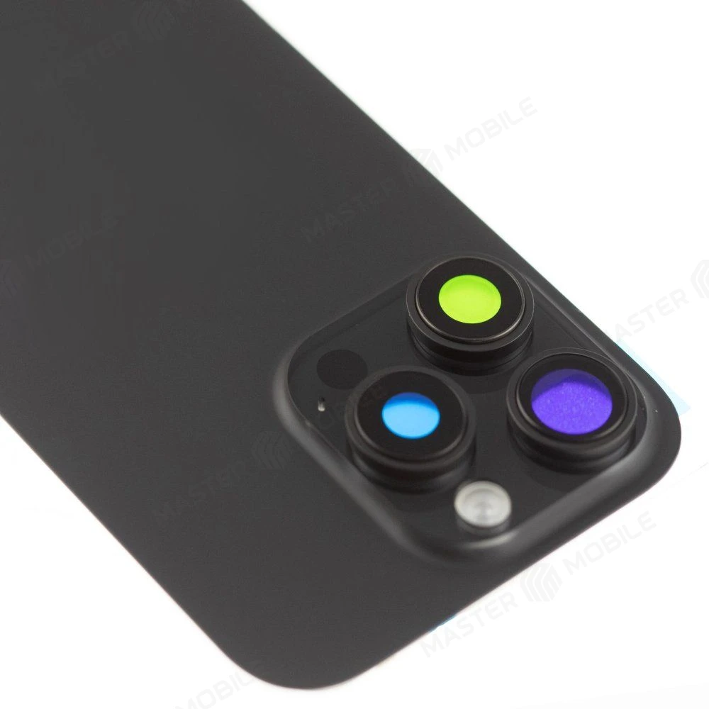 Задняя крышка для Apple iPhone 16 Pro (черный) (в сборе со стеклом камеры и шлейфом) (Premium)  фото №3