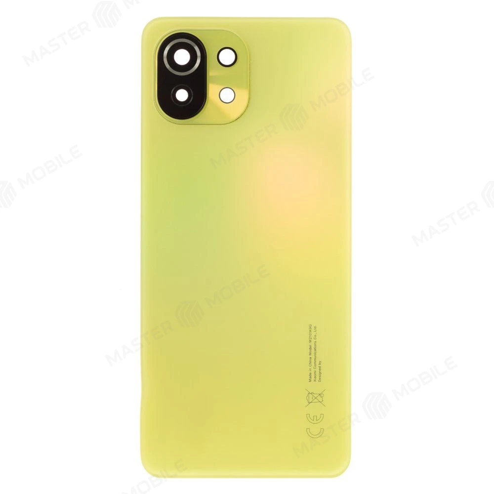 Задняя крышка для Xiaomi 11 Lite 5G NE (2109119DG) / Mi 11 Lite (M2101K9AG) / Mi 11 Lite 5G (M2101K9G) (желтый) (в сборе со стеклом камеры) (ORIG100)  фото №1