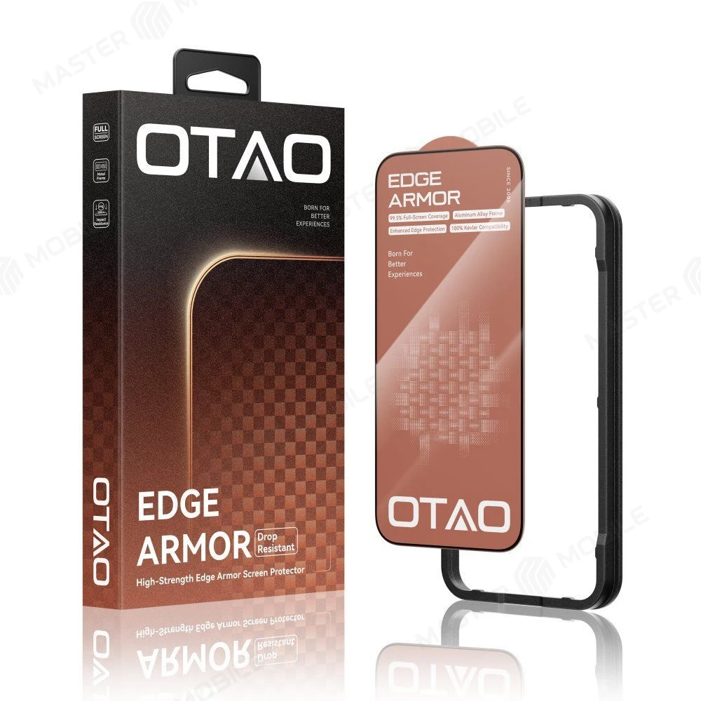Защитное стекло OTAO Edge Armor для Apple iPhone 17 Pro / iPhone 18 Pro (металлическая рамка) 