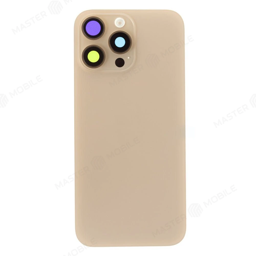 Задняя крышка для Apple iPhone 16 Pro Max (золотистый) (в сборе со стеклом камеры и шлейфом) (Premium)  фото №1
