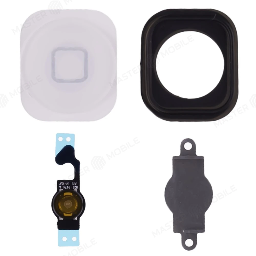 Шлейф для Apple iPhone 5 с держателем кнопки Home и резинкой (белый)