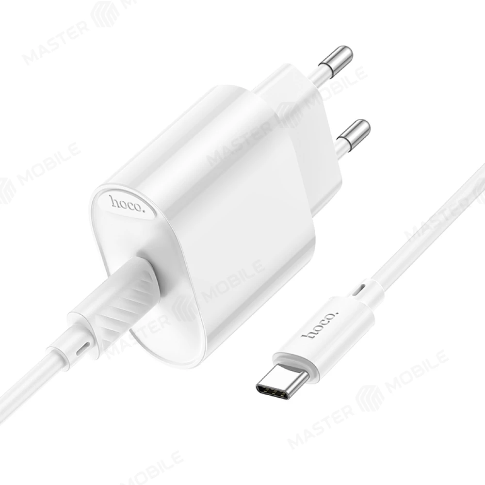 Сетевое зарядное устройство Hoco C109A TypeC 20W + кабель TypeC - TypeC (белый) фото №2