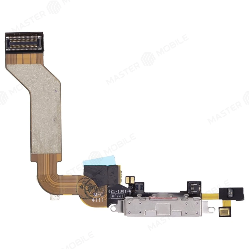 Шлейф для Apple iPhone 4s с комп. + разъем зарядки + микрофон (белый)  фото №1