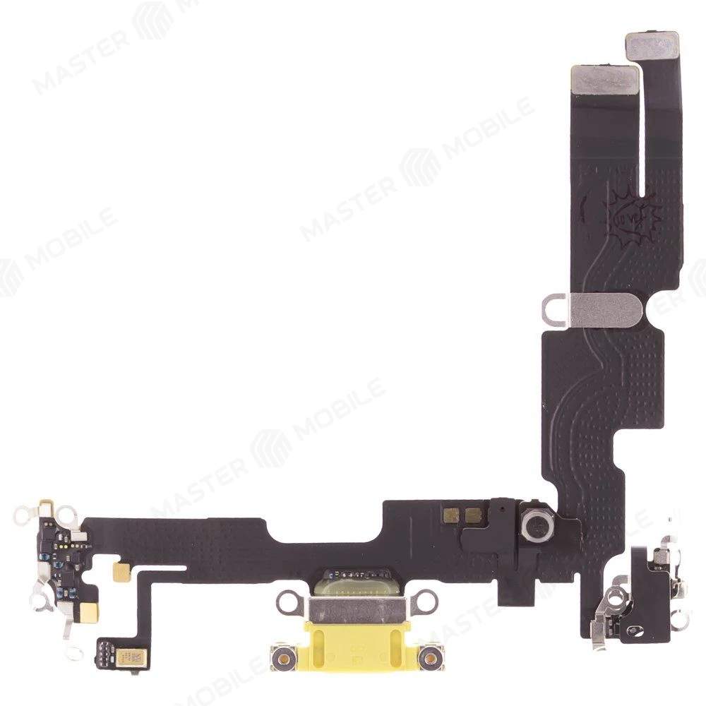Шлейф для Apple iPhone 14 Plus с комп. + разъем зарядки + микрофон (желтый) (ORIG100) фото №1