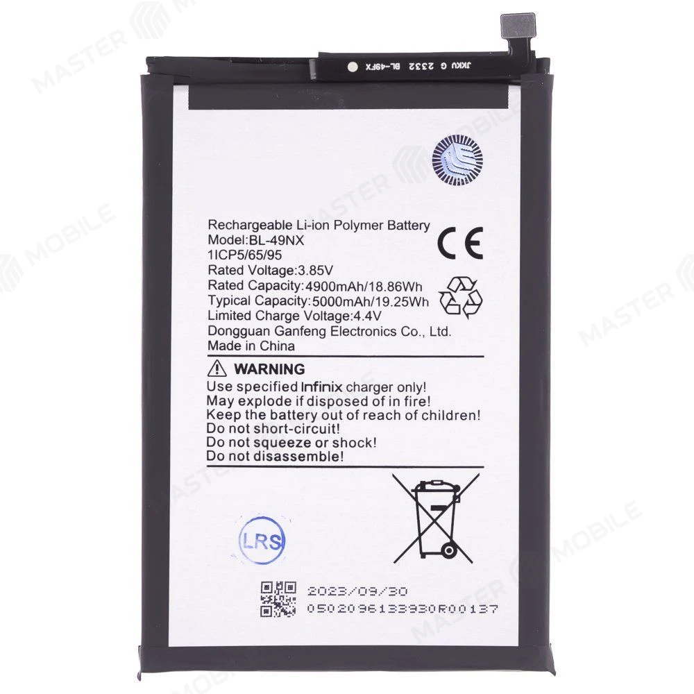 Аккумулятор для Infinix Hot 30i (X669) / Hot 40i (X6528B) / Smart 7 (X6515) / Smart 7 HD (X6516) / 8 (X6525) / 8 Pro (X6525B) (BL-49NX) (ORIG100) (SP) фото №1