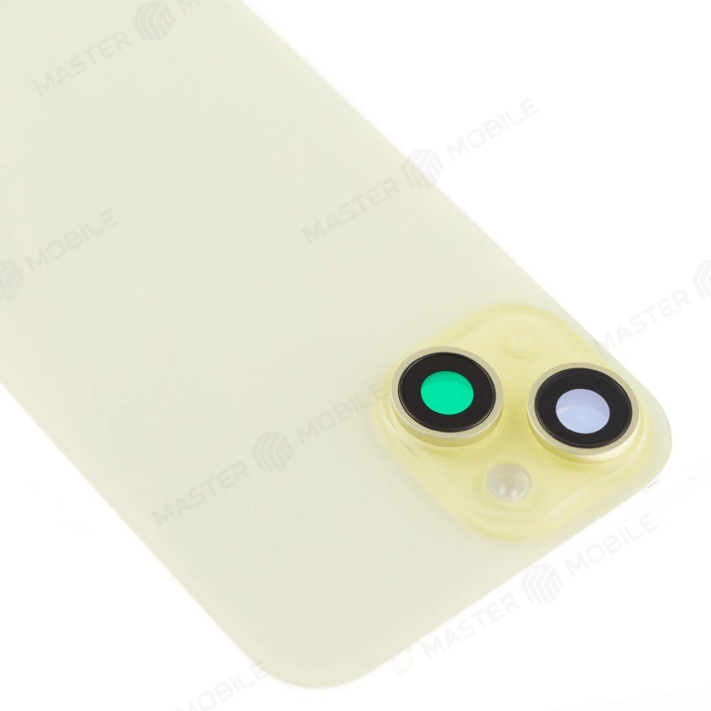 Задняя крышка для Apple iPhone 15 (желтый) (в сборе со стеклом камеры и шлейфом) (Premium)  фото №3