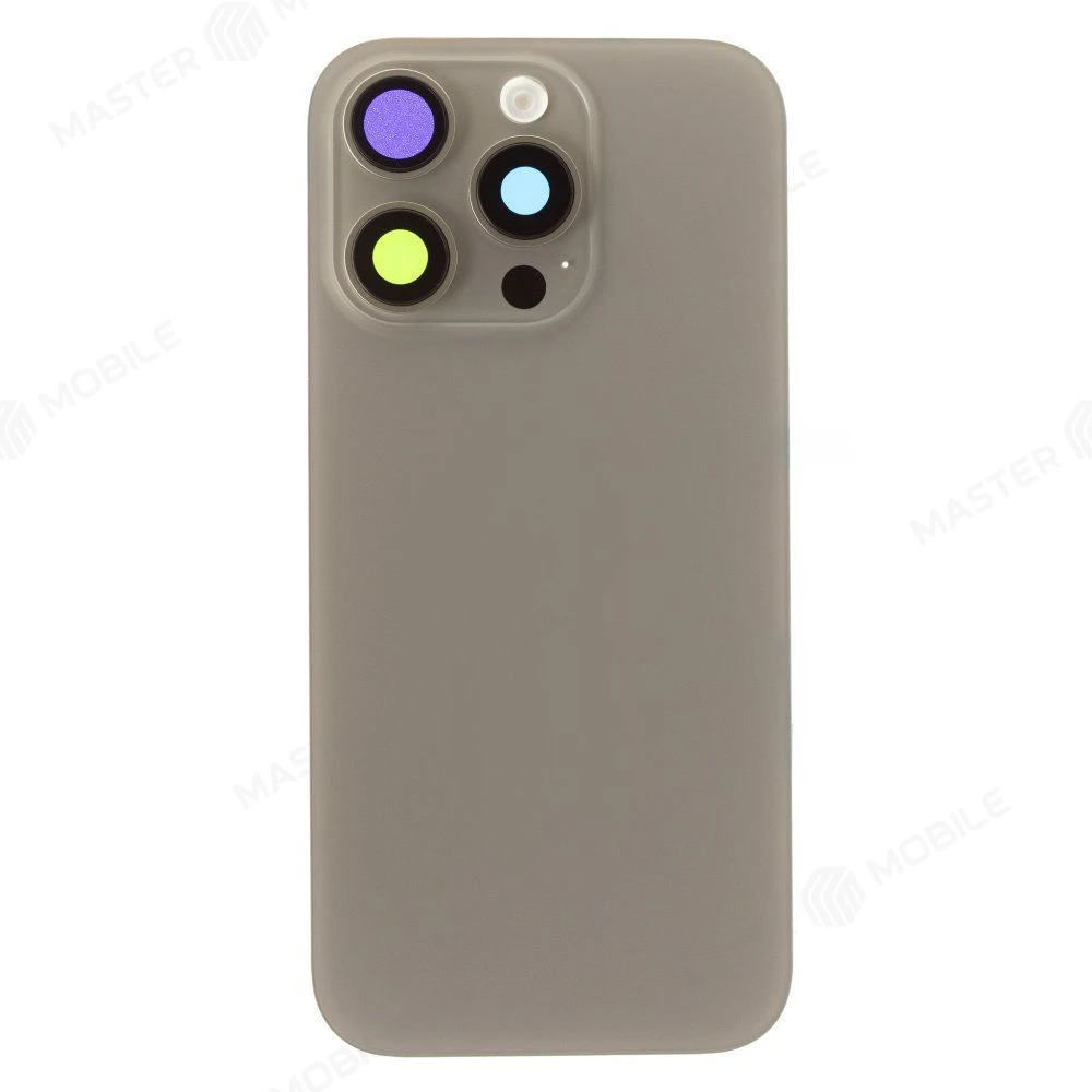 Задняя крышка для Apple iPhone 16 Pro (титановый) (в сборе со стеклом камеры и шлейфом) (Premium)  фото №1