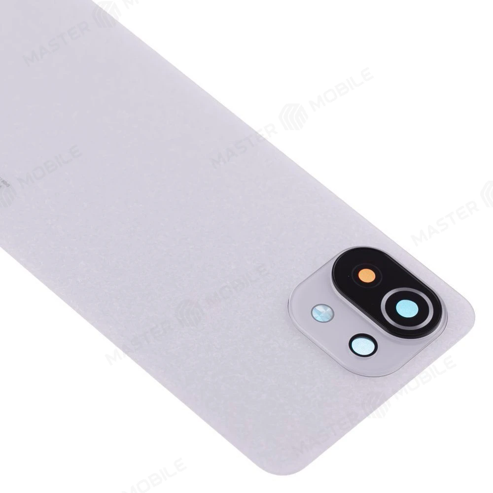 Задняя крышка для Xiaomi 11 Lite 5G NE (2109119DG) / Mi 11 Lite (M2101K9AG) / Mi 11 Lite 5G (M2101K9G) (белый) (в сборе со стеклом камеры) (ORIG100)  фото №3
