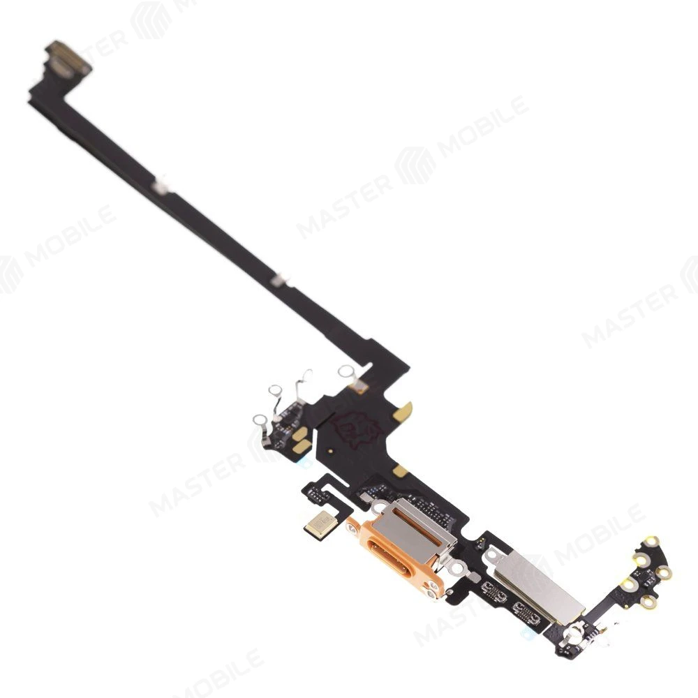 Шлейф для Apple iPhone 17 Pro (eSIM) с комп. + разъем зарядки + микрофон (оранжевый) (ORIG100) фото №3