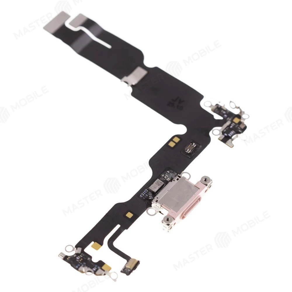 Шлейф для Apple iPhone 15 Plus с комп. + разъем зарядки + микрофон (розовый) (ORIG100) фото №3