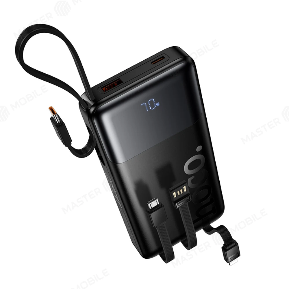 Внешний накопитель Hoco J156 10000 mAh с кабелями TypeC + MicroUSB + USB+ Lightning (черный) фото №2