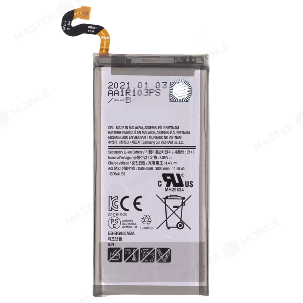 Аккумулятор для Samsung G950 Galaxy S8 (EB-BG950ABE / EB-BG950ABA) (ORIG100) (SP) фото №1
