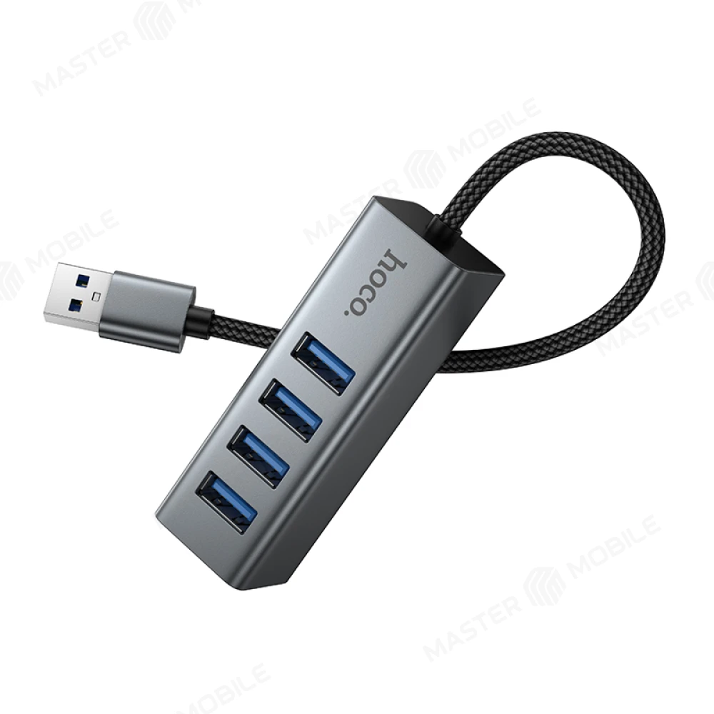 Разветвитель USB Hub Hoco HB1B 4 USB - USB (серый) фото №3