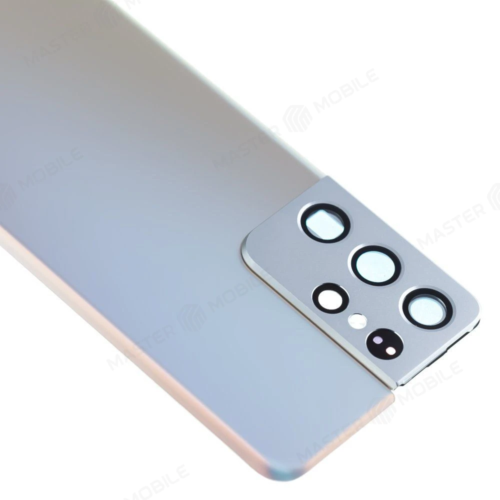 Задняя крышка для Samsung G998 Galaxy S21 Ultra (серебристый) (в сборе со стеклом камеры) (ORIG100)  фото №3