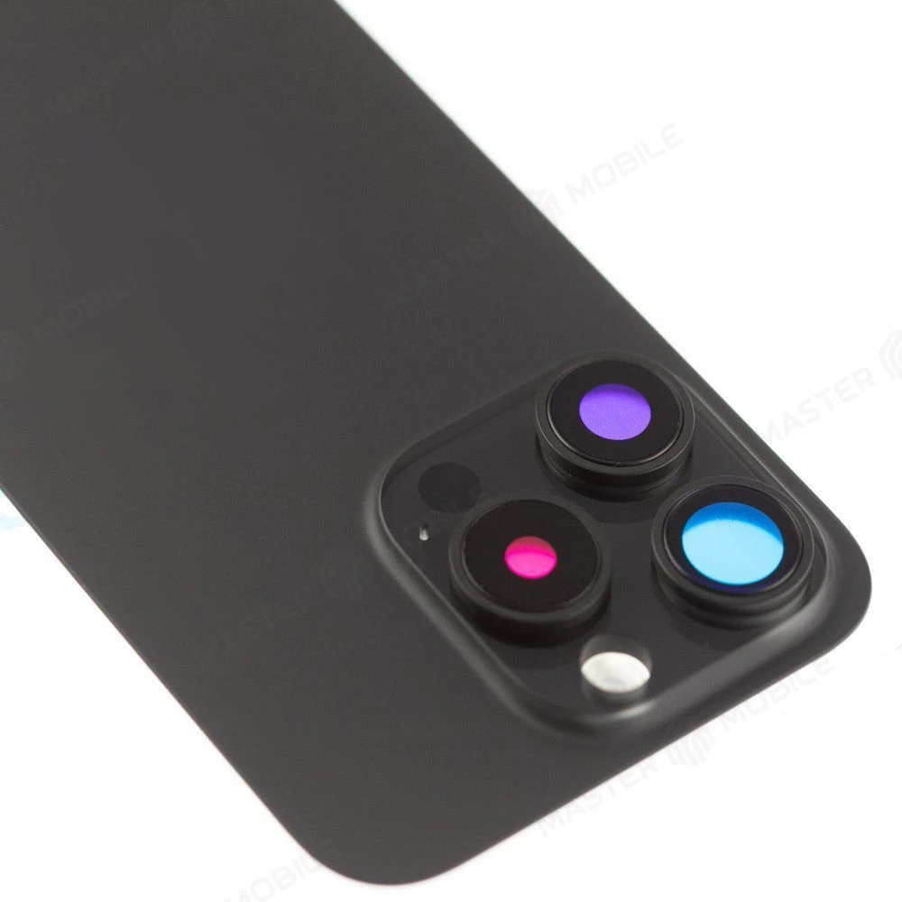 Задняя крышка для Apple iPhone 15 Pro (черный) (в сборе со стеклом камеры и шлейфом) (Premium)  фото №3