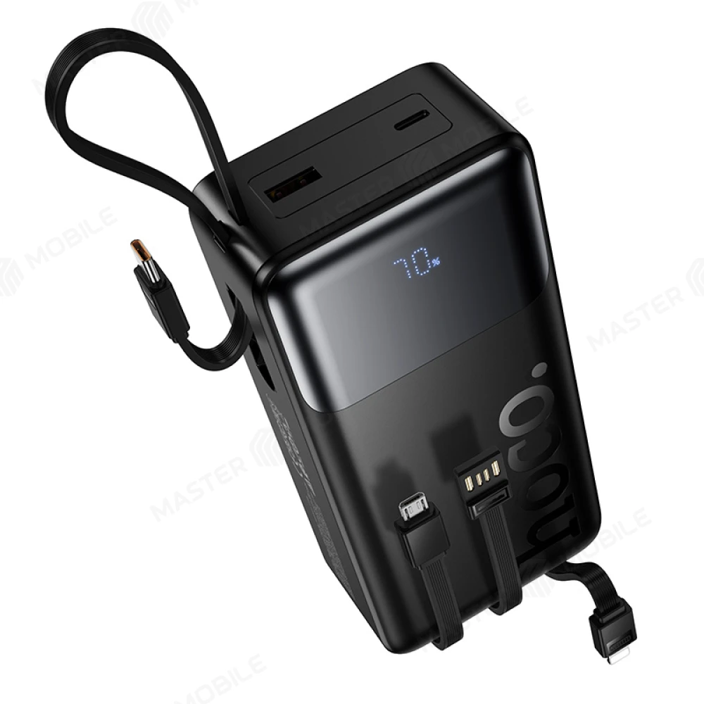 Внешний накопитель Hoco J156B 30000 mAh с кабелями TypeC + MicroUSB + USB+ Lightning (черный) фото №2