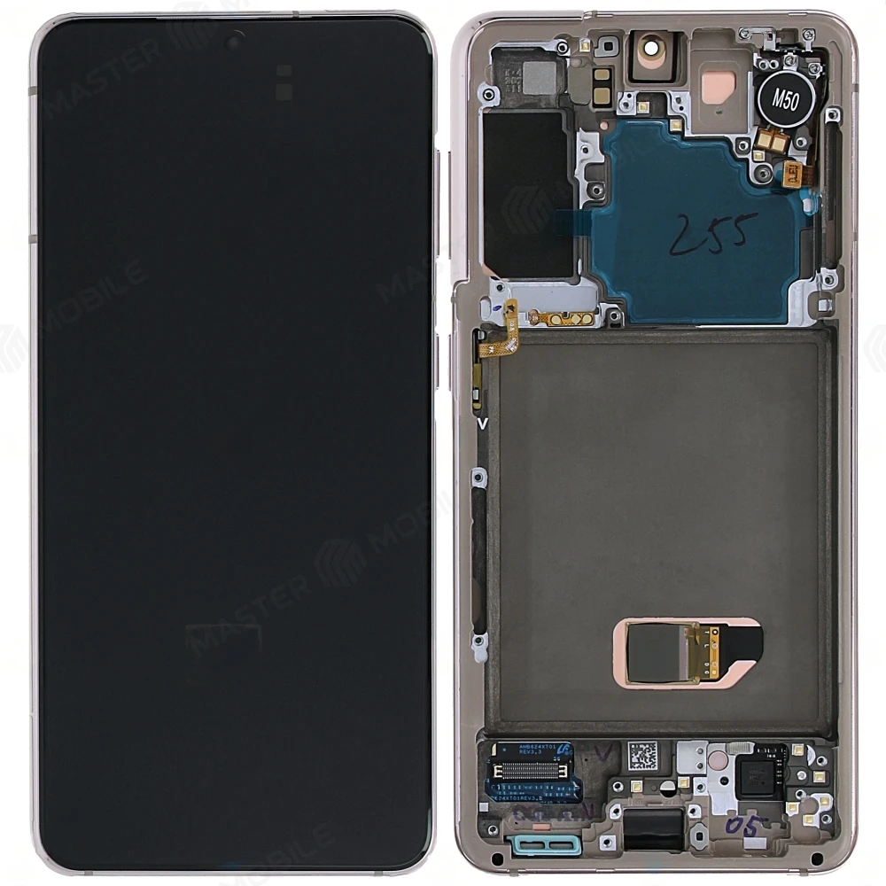 Дисплей для Samsung G991 Galaxy S21 + тачскрин (фиолетовый) (в рамке) (ORIG100) (возможен дефект ЛКП) 