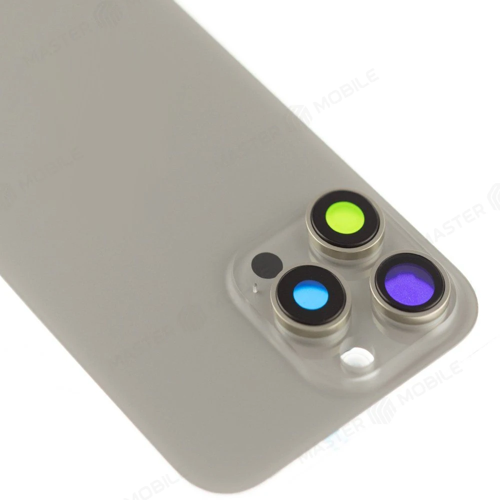 Задняя крышка для Apple iPhone 16 Pro Max (титановый) (в сборе со стеклом камеры и шлейфом) (Premium)  фото №3