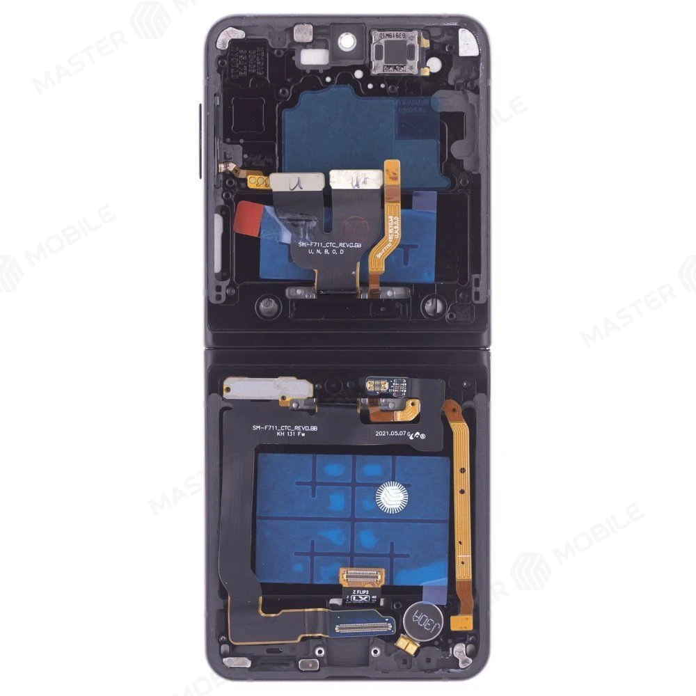 Дисплей для Samsung F711 Galaxy Z Flip 3 + тачскрин (внутренний) (черный) (в рамке) (In-cell) (не сгибается) фото №2