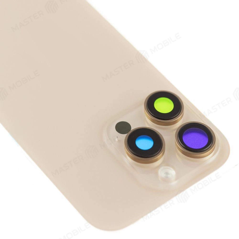 Задняя крышка для Apple iPhone 16 Pro (золотистый) (в сборе со стеклом камеры и шлейфом) (Premium)  фото №3