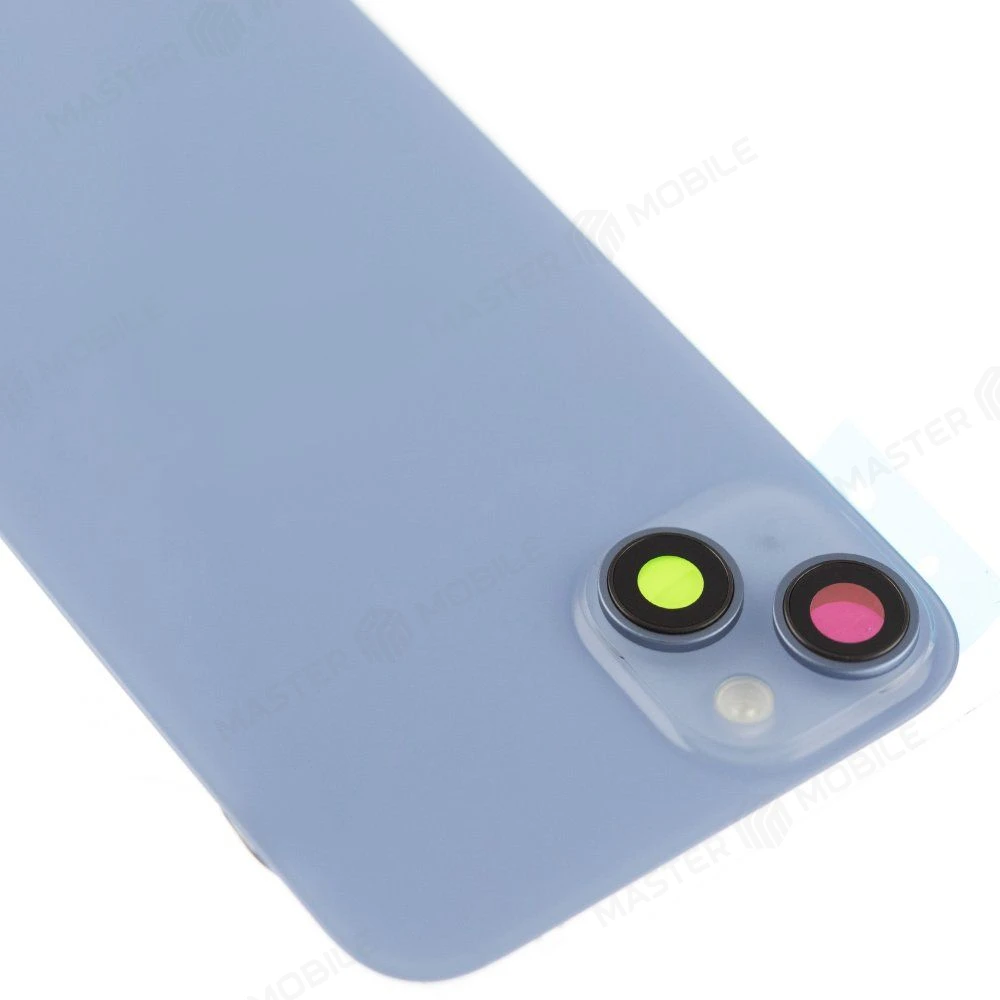Задняя крышка для Apple iPhone 14 Plus (голубой) (в сборе со стеклом камеры и шлейфом) (Premium)  фото №3