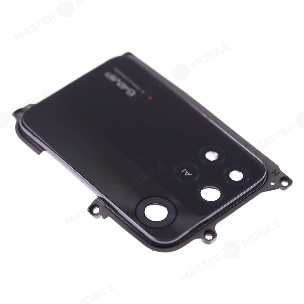 Стекло задней камеры для Xiaomi Poco M4 Pro 4G (2201117PG) (черный) (в рамке) фото №3