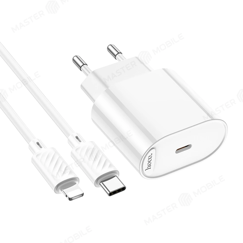 Сетевое зарядное устройство Hoco C109A TypeC 20W + кабель TypeC - Lightning (белый) фото №4
