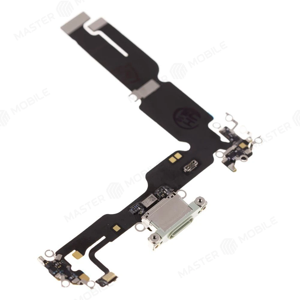 Шлейф для Apple iPhone 15 Plus с комп. + разъем зарядки + микрофон (зеленый) (ORIG100) фото №3