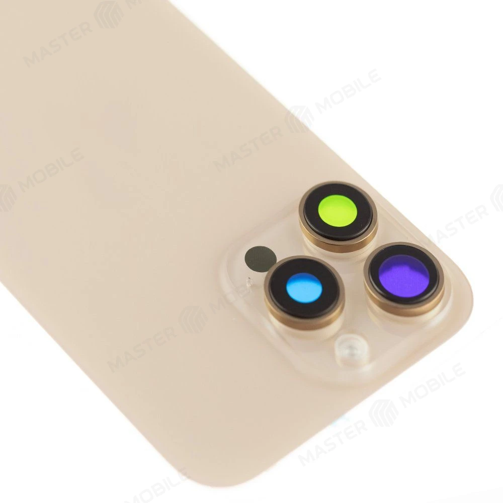 Задняя крышка для Apple iPhone 16 Pro Max (золотистый) (в сборе со стеклом камеры и шлейфом) (Premium)  фото №3