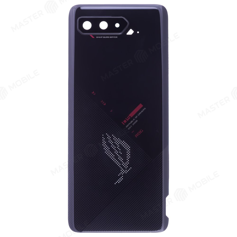 Задняя крышка для Asus ROG Phone 5 (ZS673KS) / ROG Phone 5s (ZS676KS) (черный) (в сборе со стеклом камеры) (ORIG100)