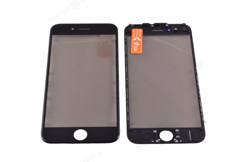 Стекло модуля для Apple iPhone 6s Plus + OCA + Polaris (черный) (в рамке)