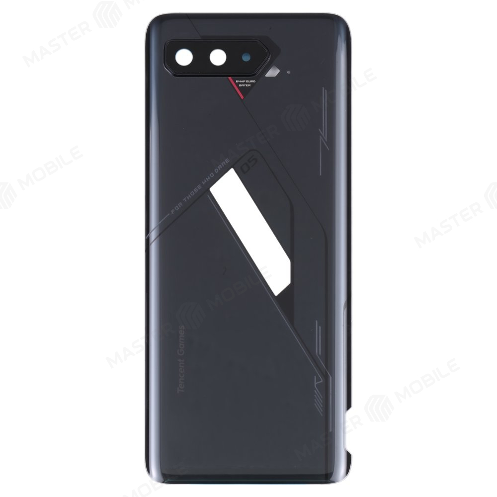 Задняя крышка для Asus ROG Phone 5 Pro (ZS673KS) / ROG Phone 5s Pro (ZS676KS) (черный) (в сборе со стеклом камеры) (ORIG100)