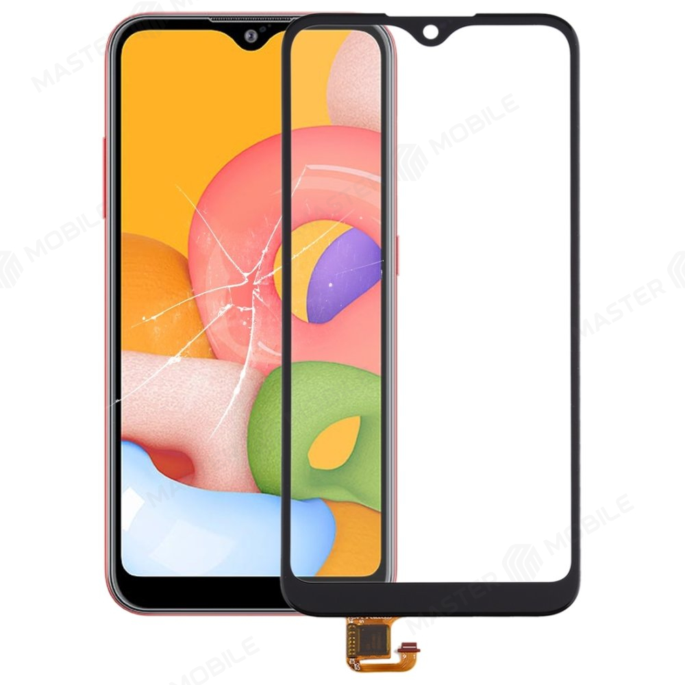Стекло модуля + тачскрин для Samsung A015 Galaxy A01 + OCA (черный)