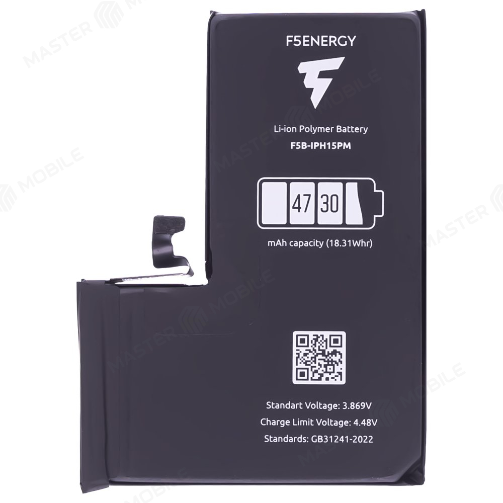 Аккумулятор для Apple iPhone 15 Pro Max (F5ENERGY) (усиленный) (4730 мАч) (SPECIAL EDITION) + двухсторонний скотч