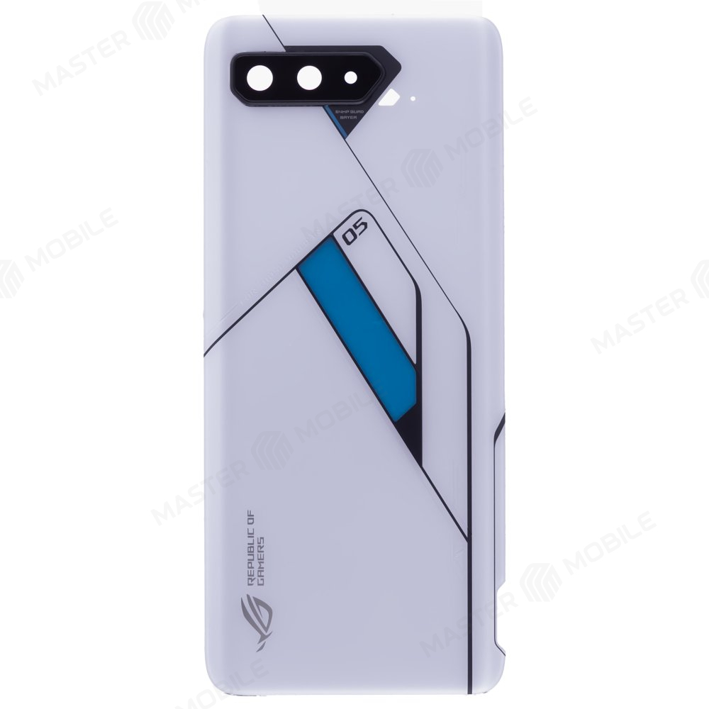 Задняя крышка для Asus ROG Phone 5 Pro (ZS673KS) / ROG Phone 5s Pro (ZS676KS) (белый) (в сборе со стеклом камеры) (ORIG100)